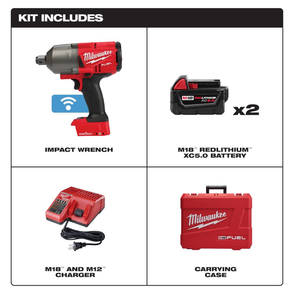 Milwaukee M18 FUEL High Torque Impact Wrench 3/4″ Friction Ring ONE KEY Kit - Ascmtools