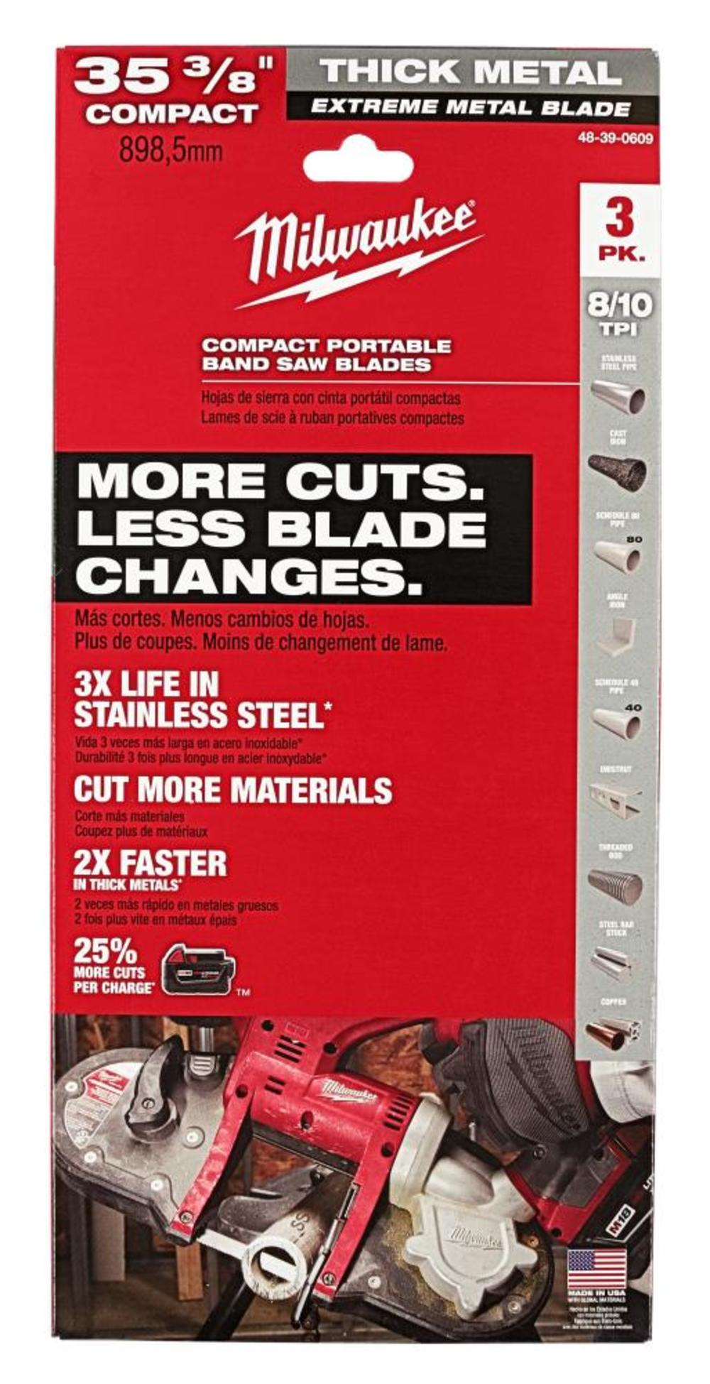 Milwaukee Extreme Thick Metal Band Saw Blades 3PK Compact - Ascmtools