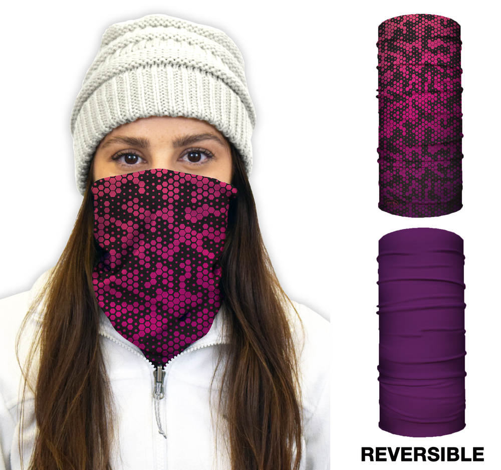 John Boy Thermal Face Guard Reversible Geometric and Pink Pattern - Ascmtools