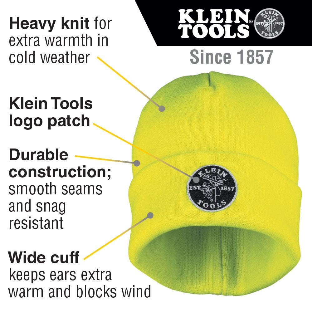 Klein Tools Heavy Knit Hat High Visibility Yellow - Ascmtools