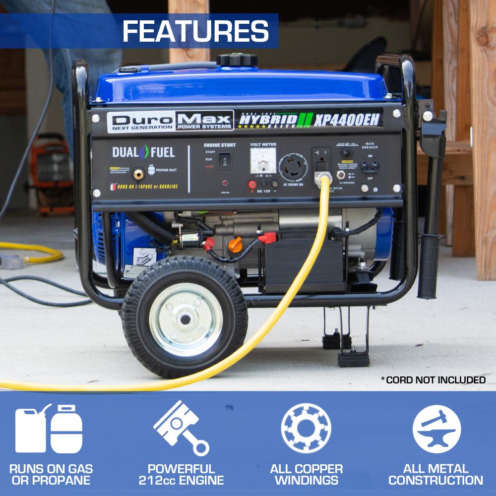 Duromax 4400-Watt Dual Fuel Hybrid Portable Generator - Ascmtools