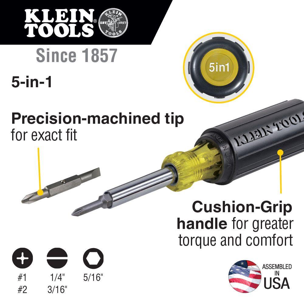 Klein Tools 5-in-1 Screwdriver/Nut Driver - Ascmtools