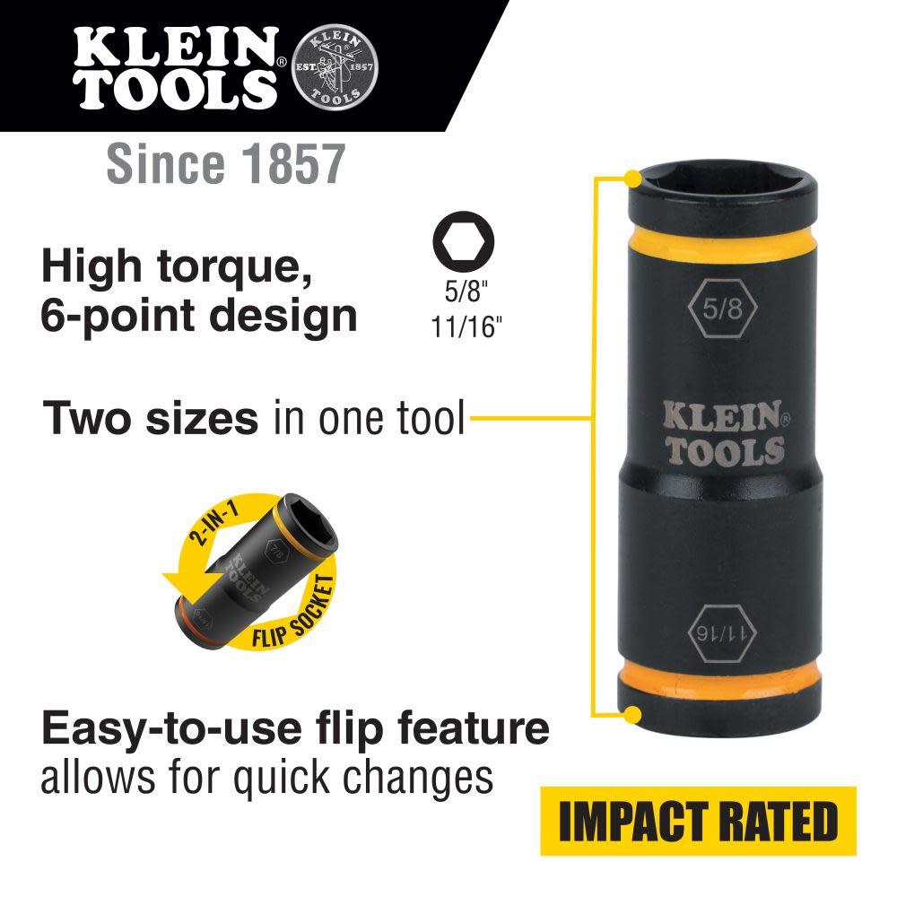 Klein Tools Flip Impact Socket 11/16″ X 5/8″ - Ascmtools