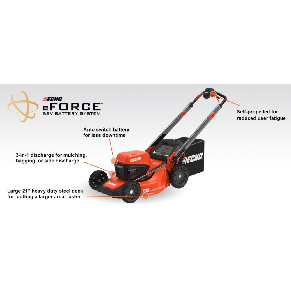 Echo 21″ 56V eFORCE 3-in-1 Self-Propelled Lawn Mower Bare Tool - Ascmtools