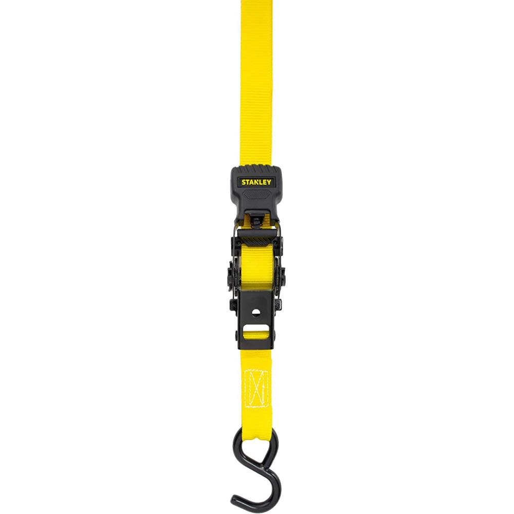 Stanley S1000 Ratchet Tie Down Straps 1″ x 10′ Light Cargo Hauling 1500 lbs Break Strength 8pk - Ascmtools