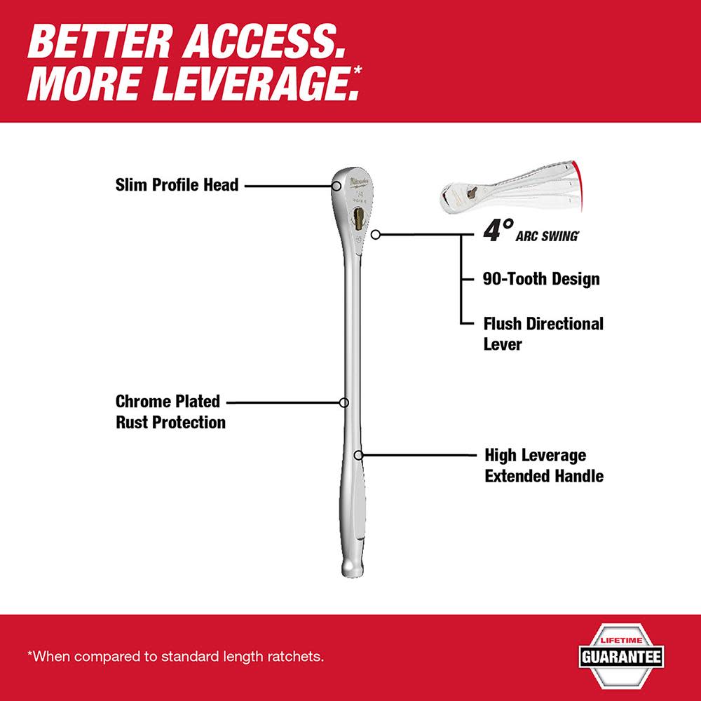 Milwaukee Ratchet 9″ 1/4″ Drive - Ascmtools