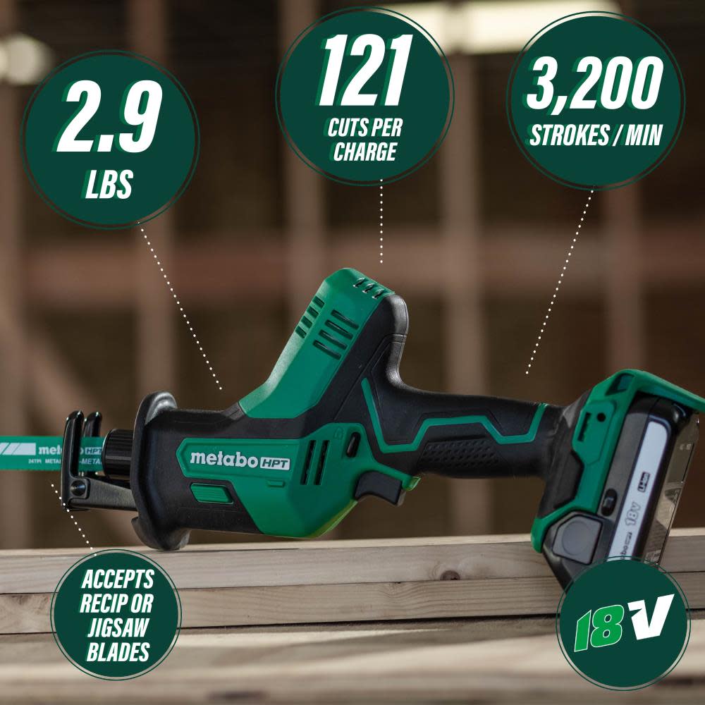 Metabo HPT 18V Reciprocating Saw One Handed Bare Tool - Ascmtools