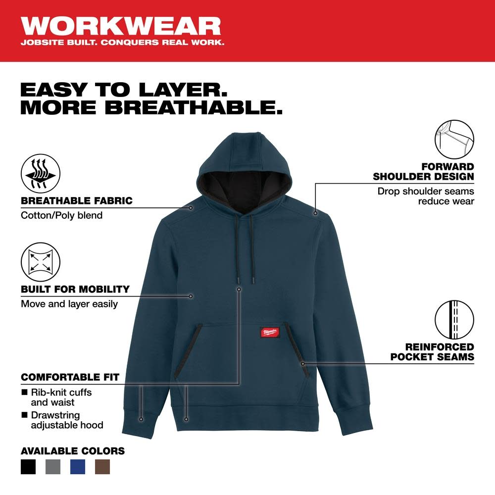 Milwaukee Midweight Pullover Hoodie Blue Large - Ascmtools