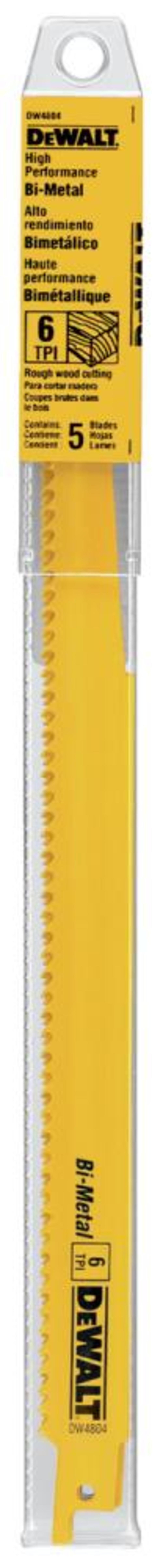 DEWALT 12-in 6TPI Wood Cut Recip Blade 5-Pack - Ascmtools