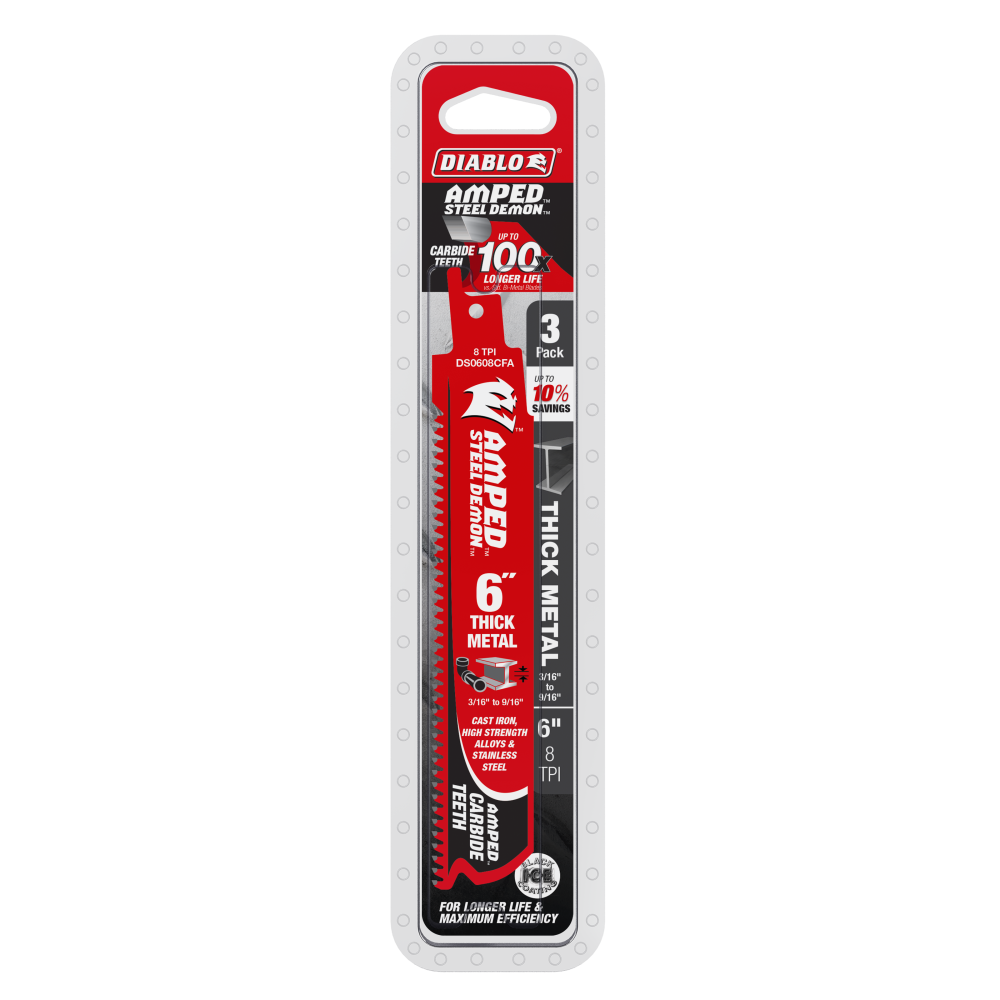 Diablo Tools 6″ Demo Demon Amped Carbide General Purpose Reciprocating 3pk - Ascmtools
