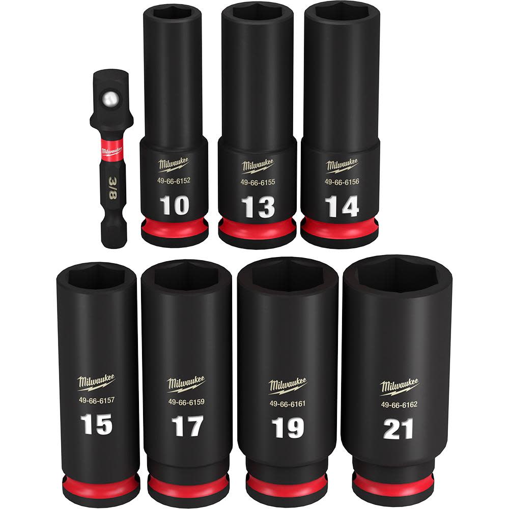 Milwaukee Impact Socket 3/8″ Drive Metric Deep 6 Point 8pc - Ascmtools