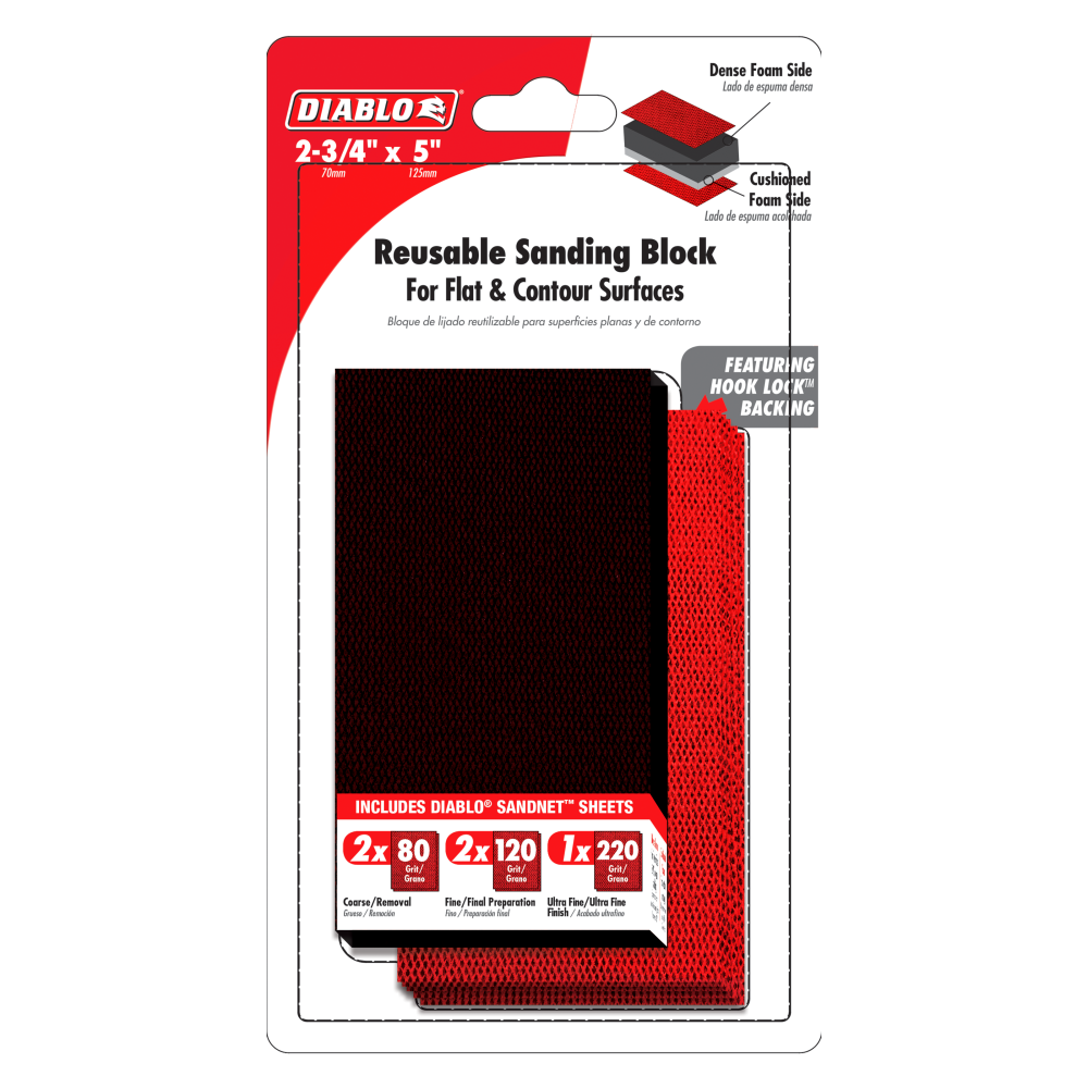 Diablo Tools Hand Sanding Block 2 3/4″ x 5″ Reusable - Ascmtools