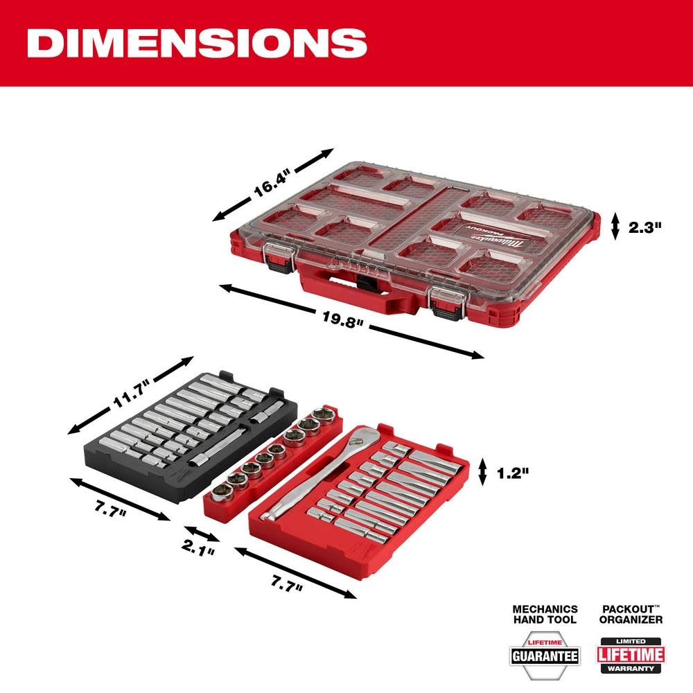Milwaukee PACKOUT Trays for 47pc Ratchet & Socket Set - Ascmtools