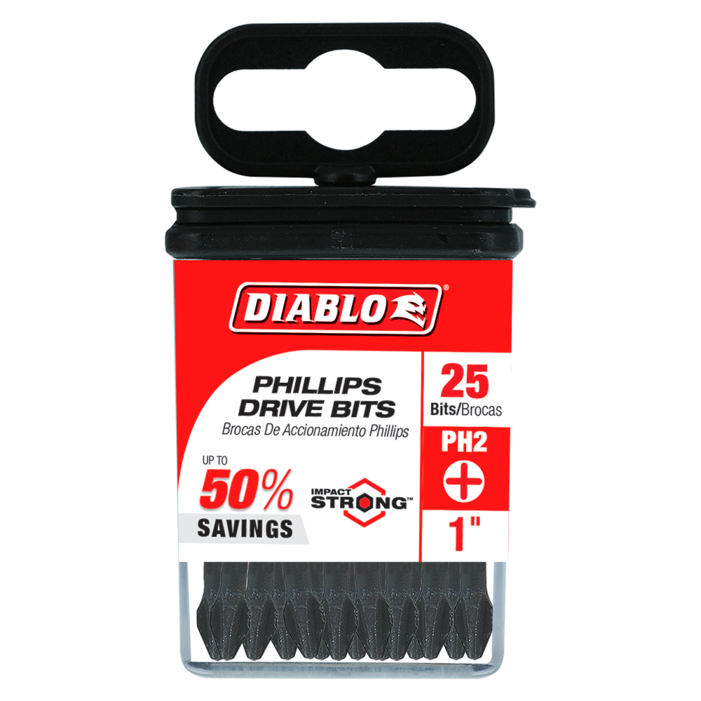 Diablo Tools 1″ #2 Phillips Drive Bits 25pk - Ascmtools