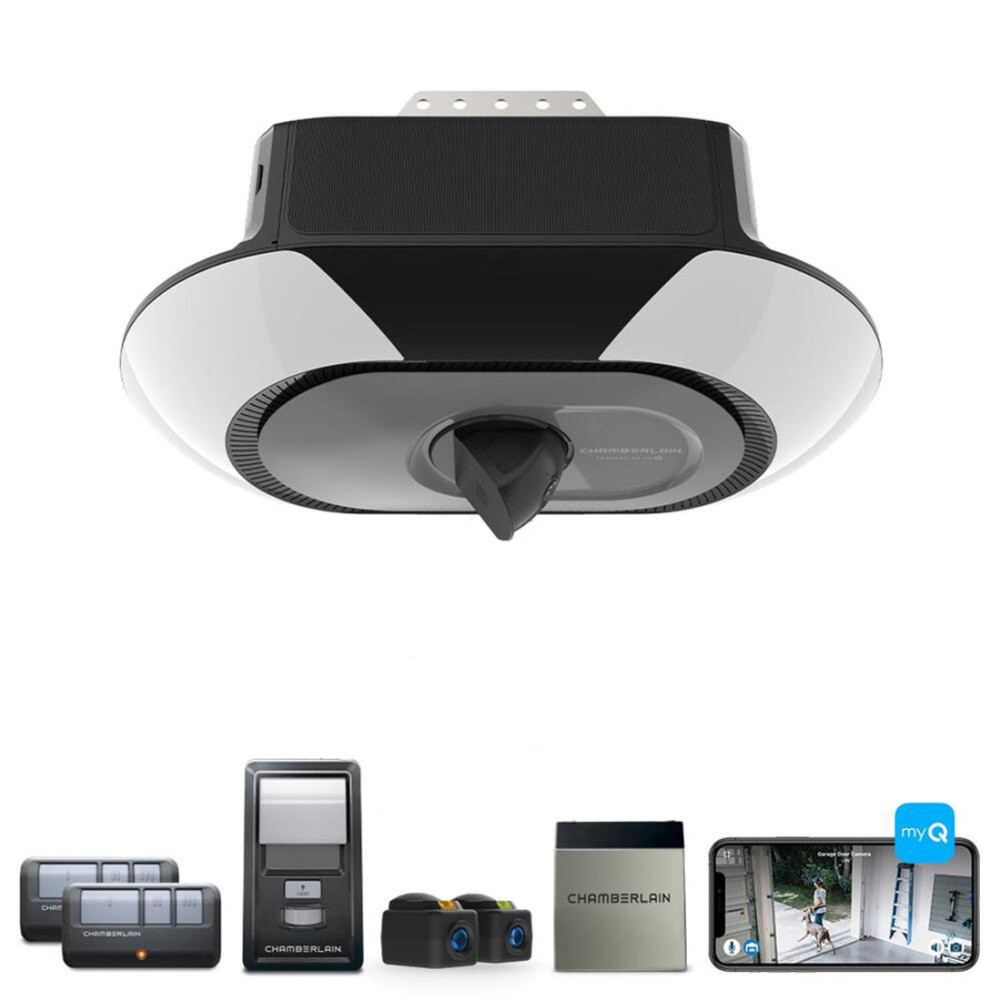 Chamberlain 1 1/4 HP Camera LED Wi Fi Belt Drive Opener with Battery Backup - Ascmtools