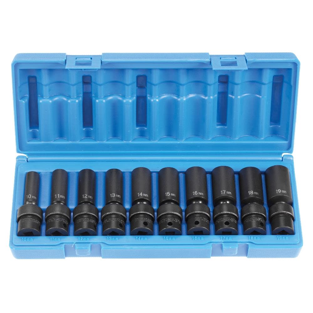Grey Pneumatic Metric Socket Set 3/8″ Drive Deep 10pc - Ascmtools