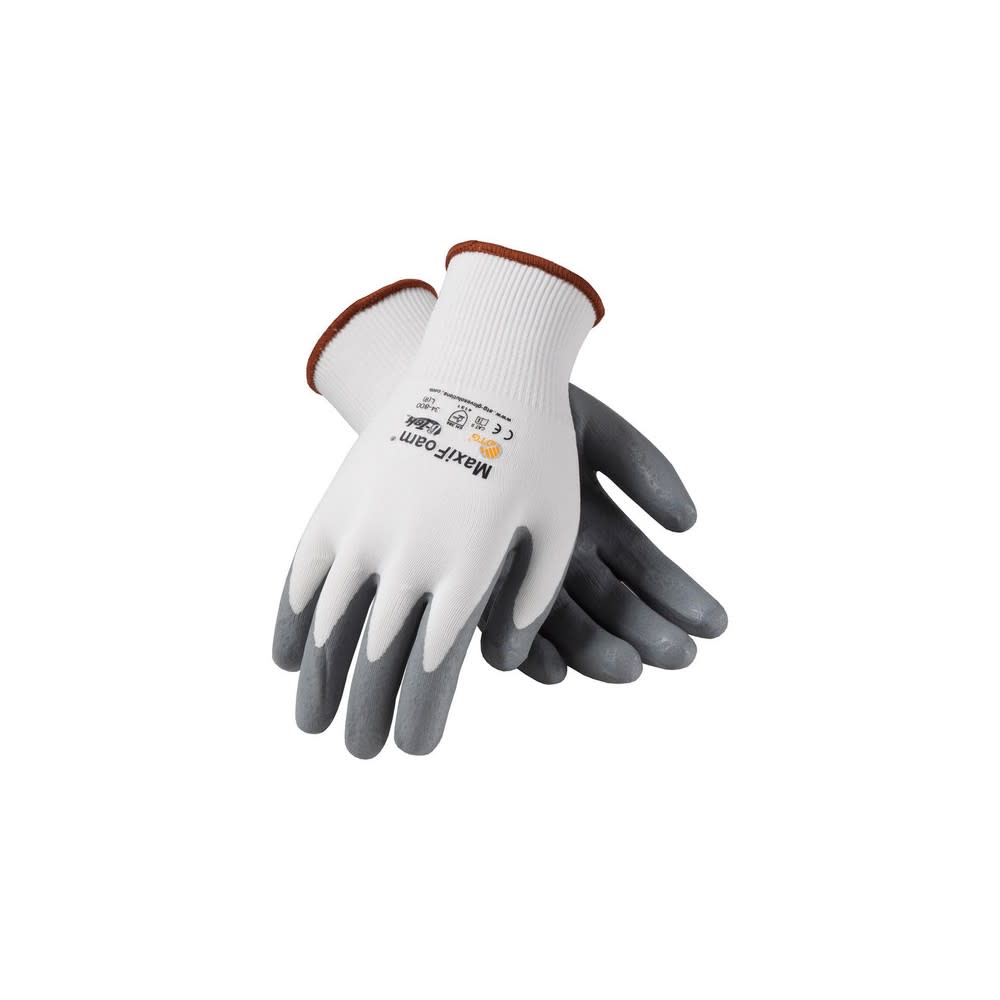 Protective Industrial Products Gloves White MaxiFoam Premium Seamless Knit Nylon Medium - Ascmtools