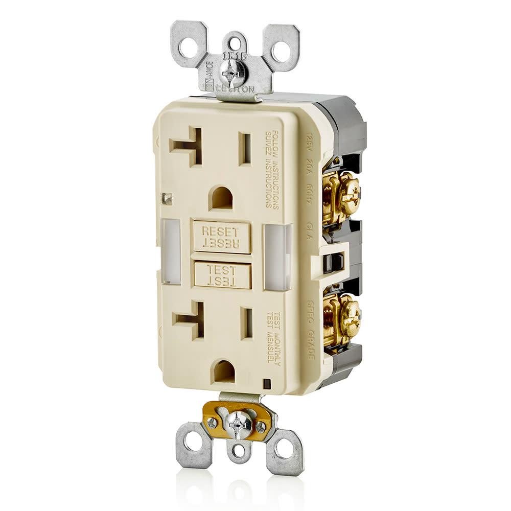 Leviton SmartlockPro GFCI Outlet 20A 125V Duplex Light Almond NEMA - Ascmtools