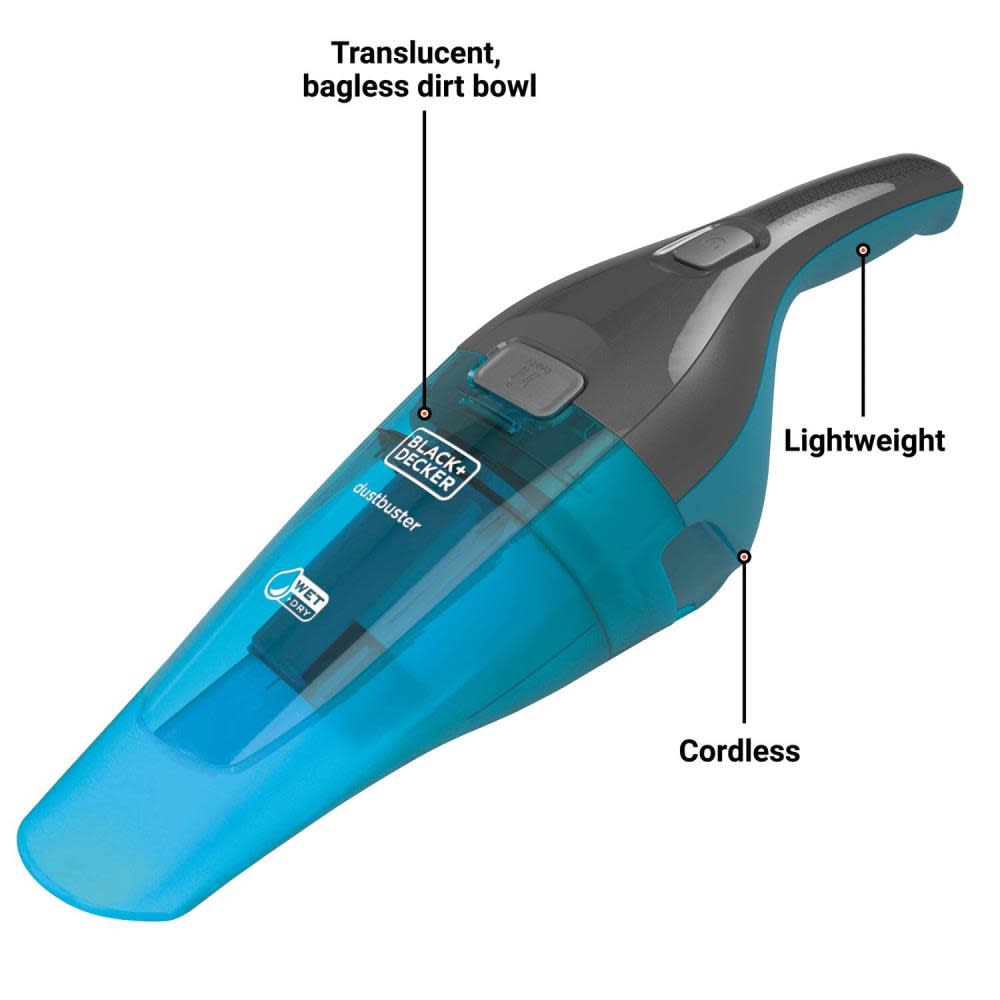 Black and Decker DUSTBUSTER QuickClean Wet/Dry Handheld Vacuum Turquoise - Ascmtools