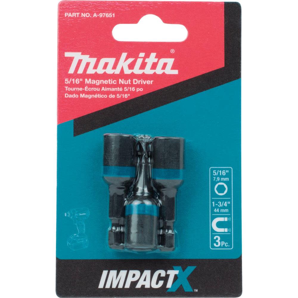 Makita Impact X 5/16 x 1-3/4 Magnetic Nut Driver 3/pk - Ascmtools