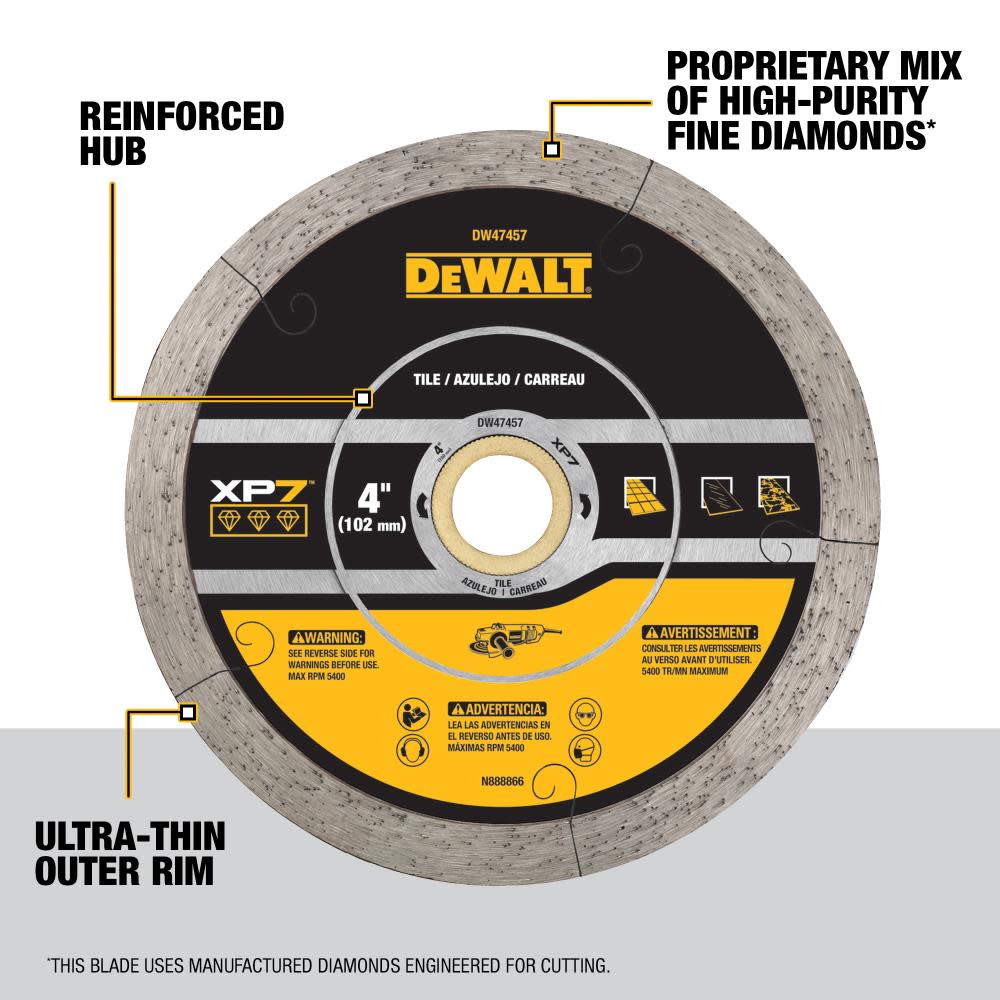DEWALT Diamond Blade 4″ CONTINUOUS XP7 TILE - Ascmtools