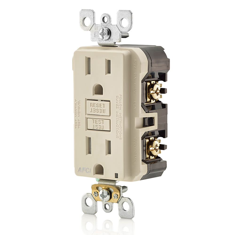 Leviton SmartlockPro AFCI Outlet 15A 120V Light Almond NEMA 5-15R - Ascmtools