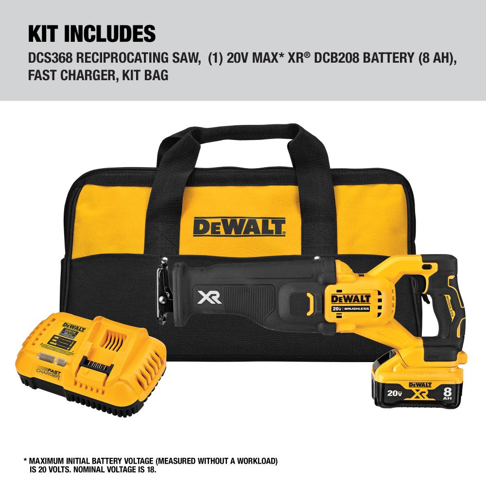 DEWALT 20V MAX* POWER DETECT XR Brushless Reciprocating Saw Kit - Ascmtools