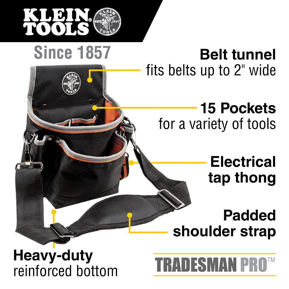Klein Tools Tradesman Pro 15 Pocket Tool Pouch - Ascmtools