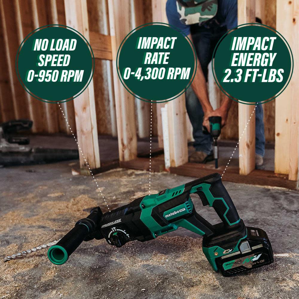 Metabo HPT 36V MultiVolt Rotary Hammer SDS Plus 1 1/8″ D Handle Bare Tool - Ascmtools