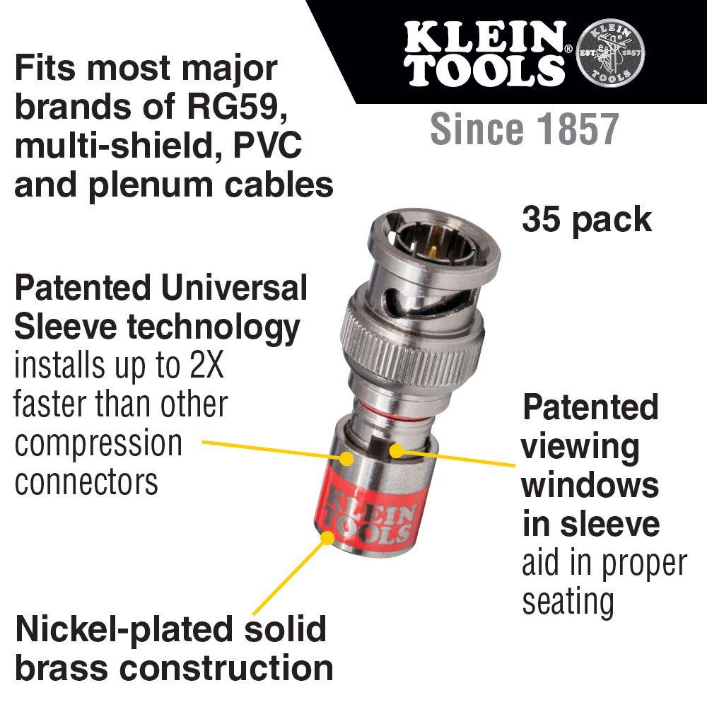 Klein Tools Universal BNC Compression Connector RG59 Pack of 35 - Ascmtools