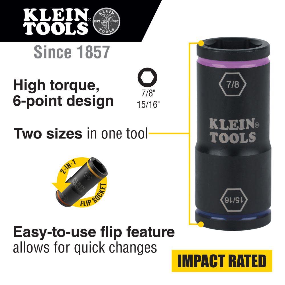 Klein Tools Flip Impact Socket 15/16″ X 7/8″ - Ascmtools