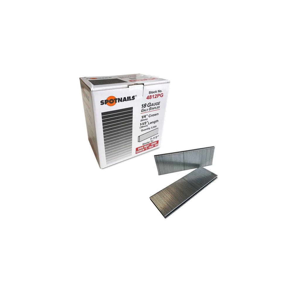 Spotnails 18 Gauge Chisel Point Galvanized Steel Narrow Crown Staple - Ascmtools