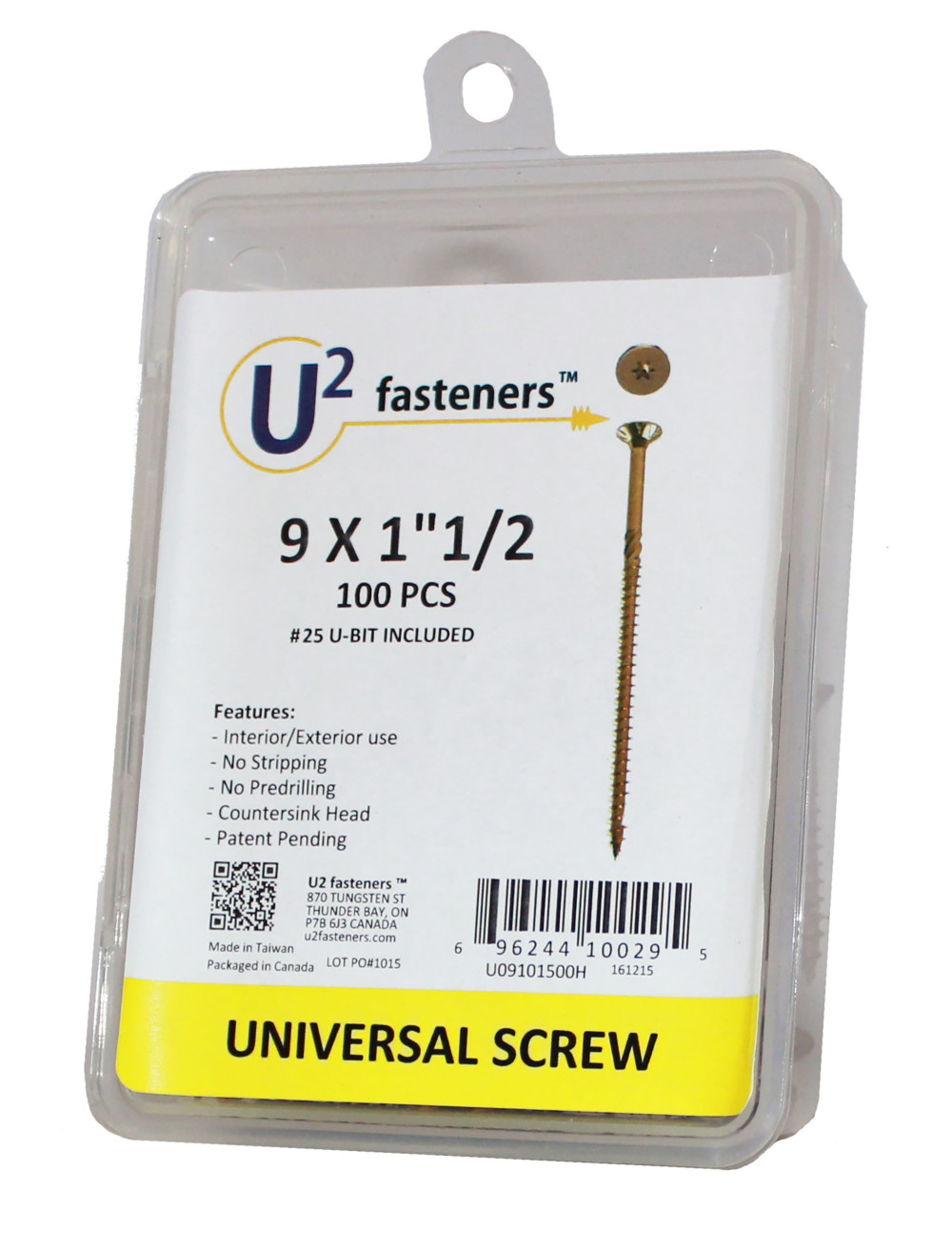 U2 Fasteners Universal Screw #9 X 1 1/2″ 100pk - Ascmtools