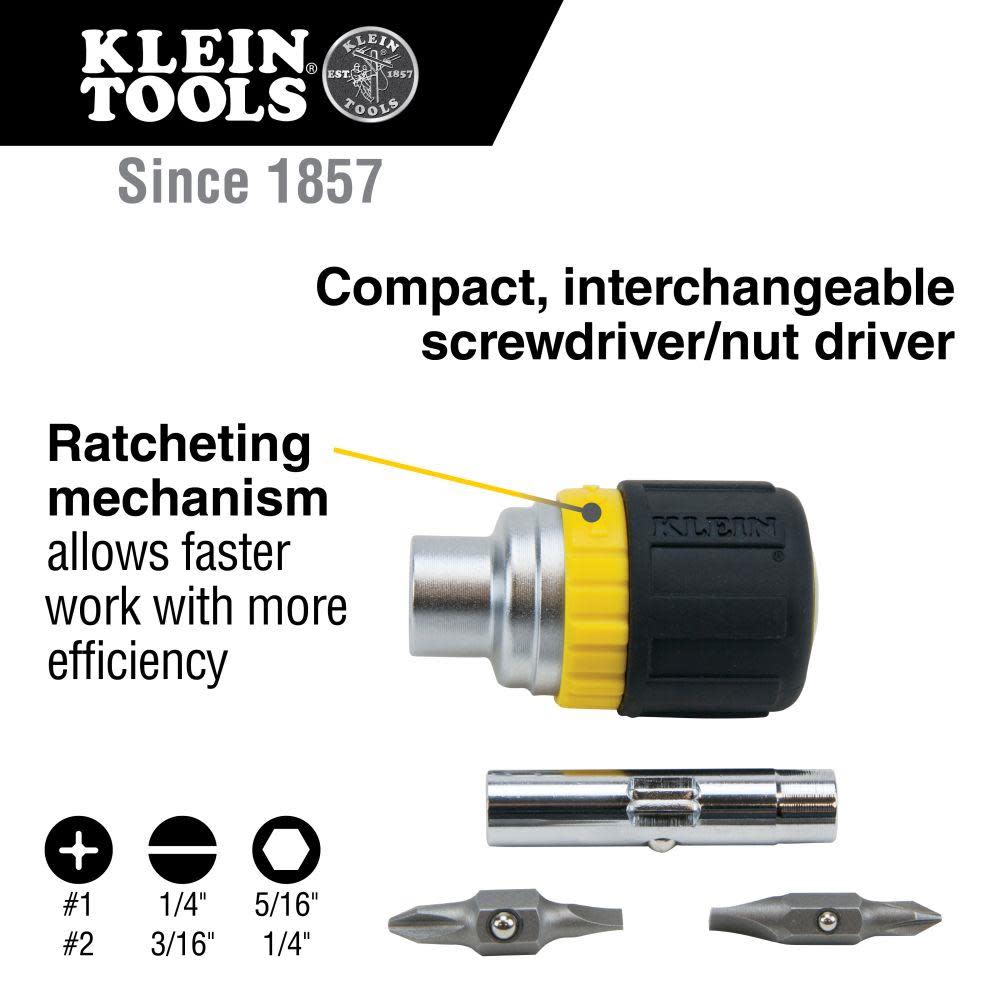 Klein Tools 6-in-1 Ratcheting Screwdriver - Ascmtools