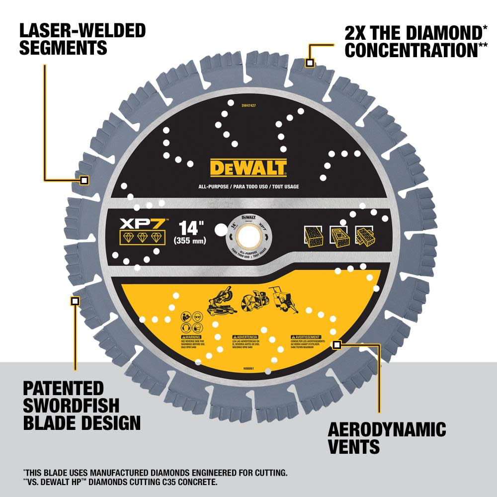 DEWALT Diamond Blade 14″ SEGMENTED XP7 ALL PURPOSE - Ascmtools