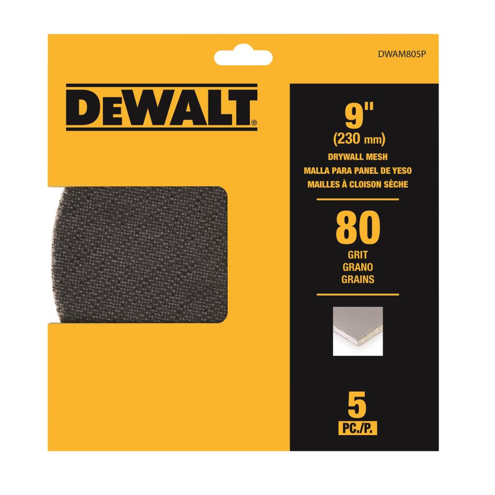 DEWALT 9″ Sanding Mesh 80x 5pk - Ascmtools