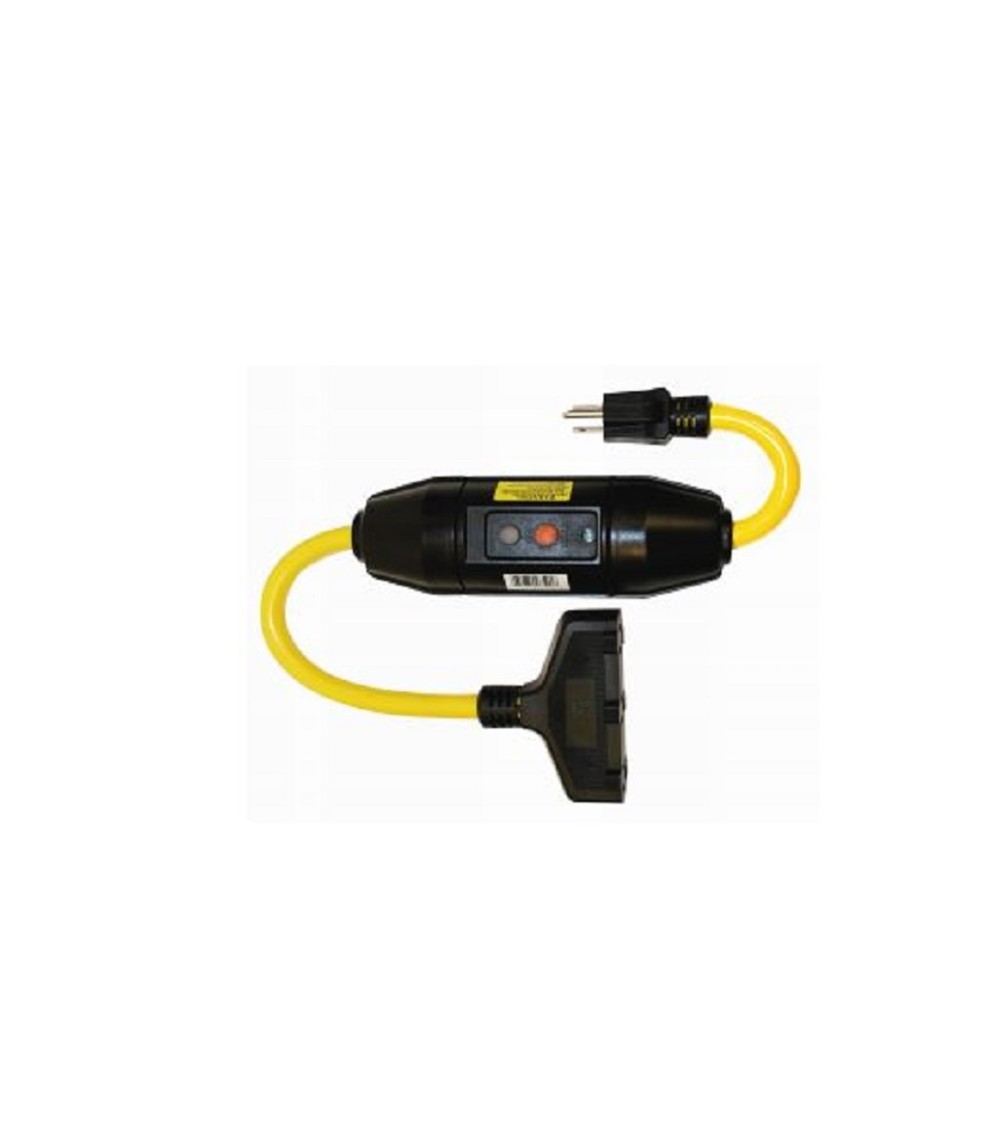 Tower Mfg 2 Ft. Heavy Duty 20 Amp Rated In-Line GFCI & Triple Tap - Ascmtools