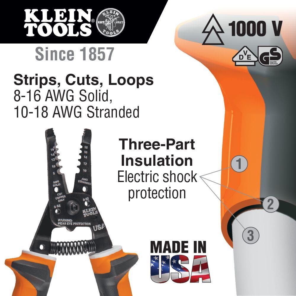 Klein Tools Insulated Wire Stripper/Cutter - Ascmtools