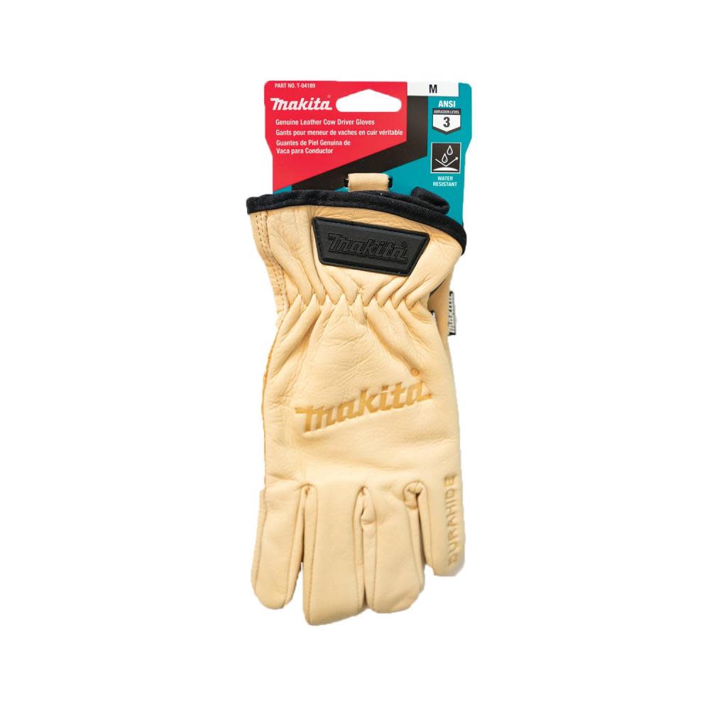 Makita Driver Gloves Genuine Leather Cow Medium - Ascmtools