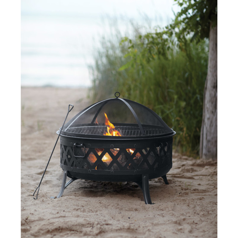 Living Accents Lattice Round Fire Pit Black Steel - Ascmtools