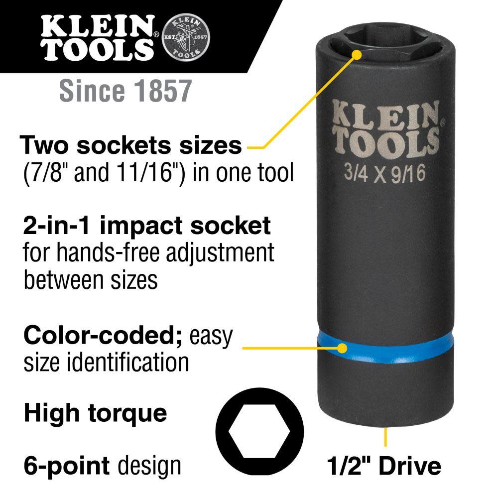 Klein Tools 2-in-1 Socket 7/8″ X 11/16″ 6 Pt - Ascmtools