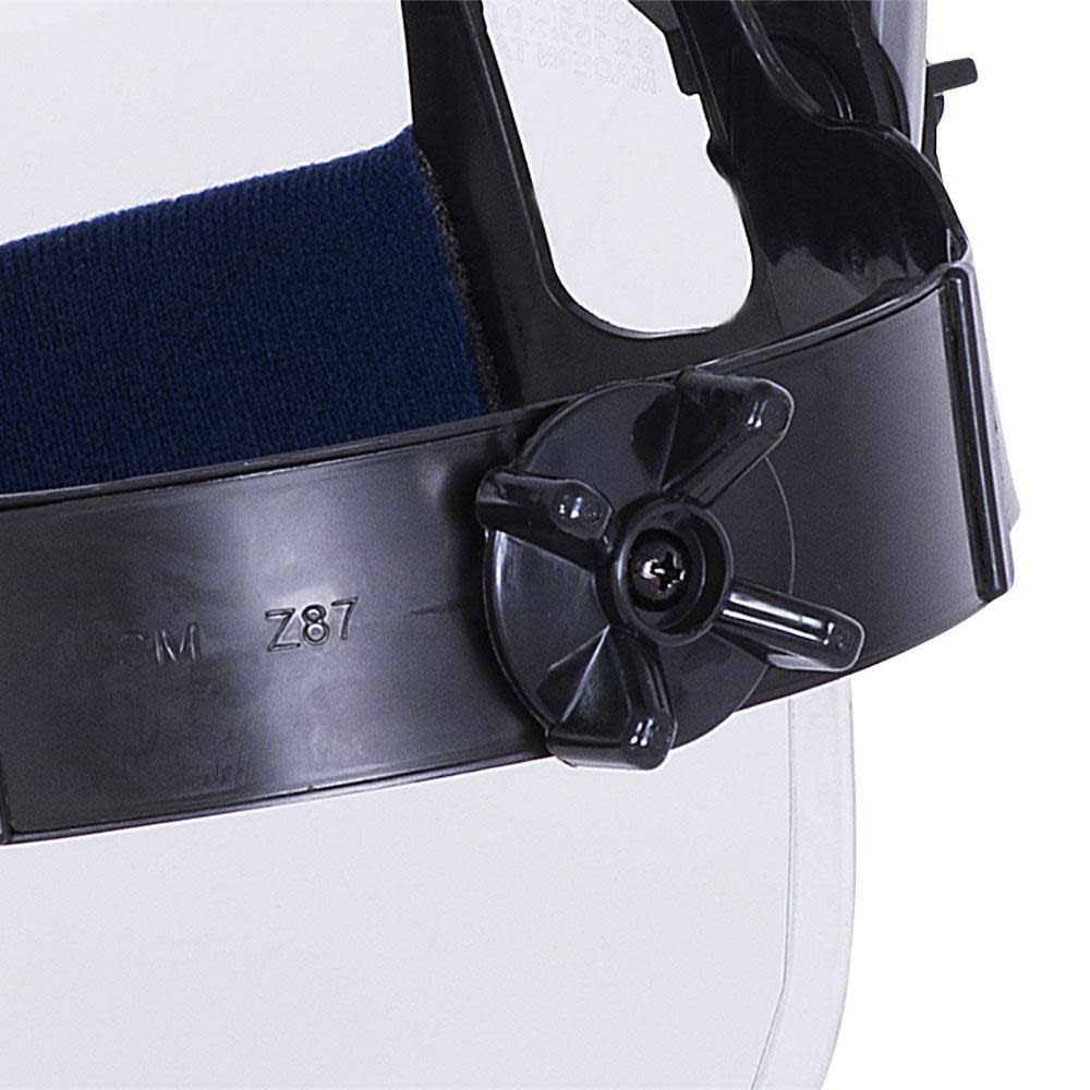 Sellstrom Single Crown Safety Face Shield with Ratchet Headgear Uncoated Aluminum Bound Window Clear Tint Gray Crown - Ascmtools