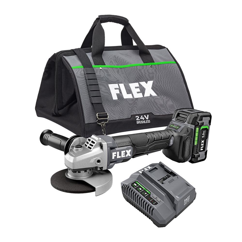 FLEX 24V 5-IN. VARIABLE SPEED ANGLE GRINDER WITH PADDLE SWITCH KIT - Ascmtools
