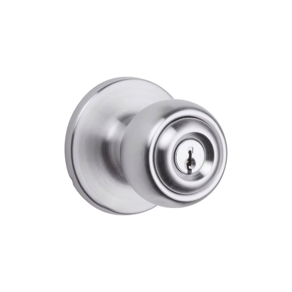 Kwikset Satin Chrome Security Keyed Entry Exterior Polo Lockset Knob - Ascmtools