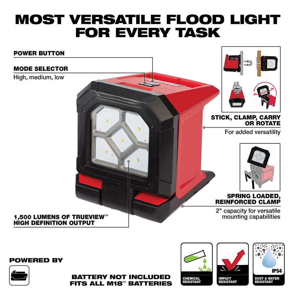 Milwaukee M18 ROVER Mounting Flood Light - Ascmtools
