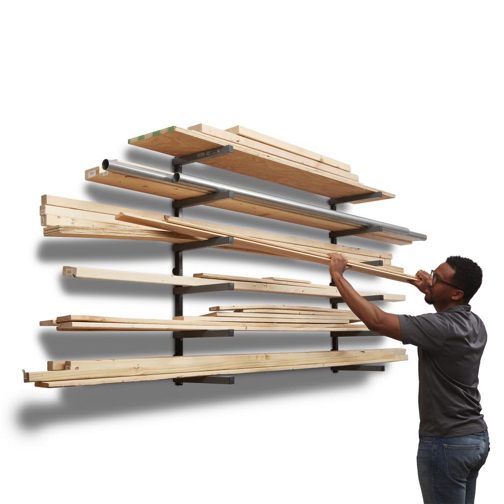 Bora Portamate Wood Rack 6 Tier Wall Mounted Gray/Black - Ascmtools