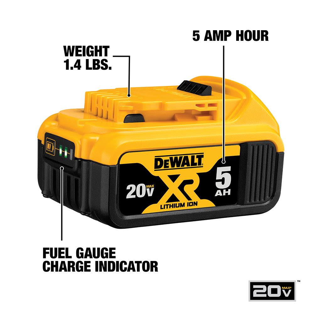 DEWALT 20-Volt Max 5.0-Amp Hours Lithium Power Tool Battery - Ascmtools