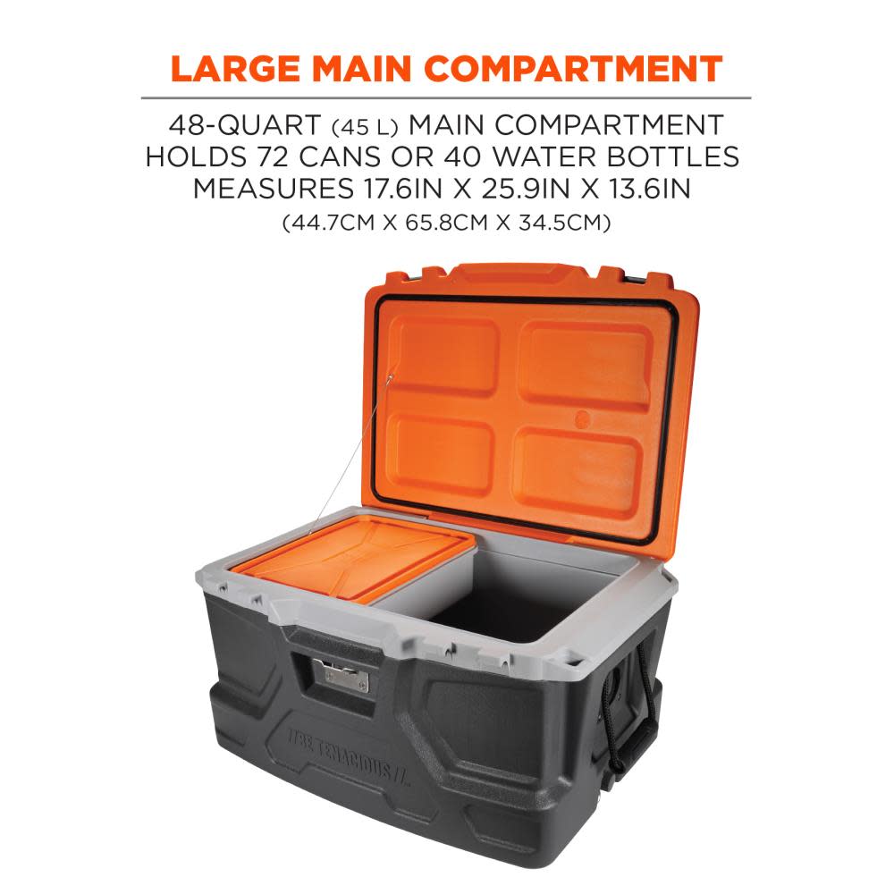 Ergodyne Chill Its 5171 Industrial Hard Sided Cooler 48 Quart Single Orange & Gray - Ascmtools