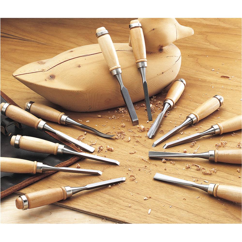 Steelex Beech Wood Handle Carving Chisel Set 12pc - Ascmtools