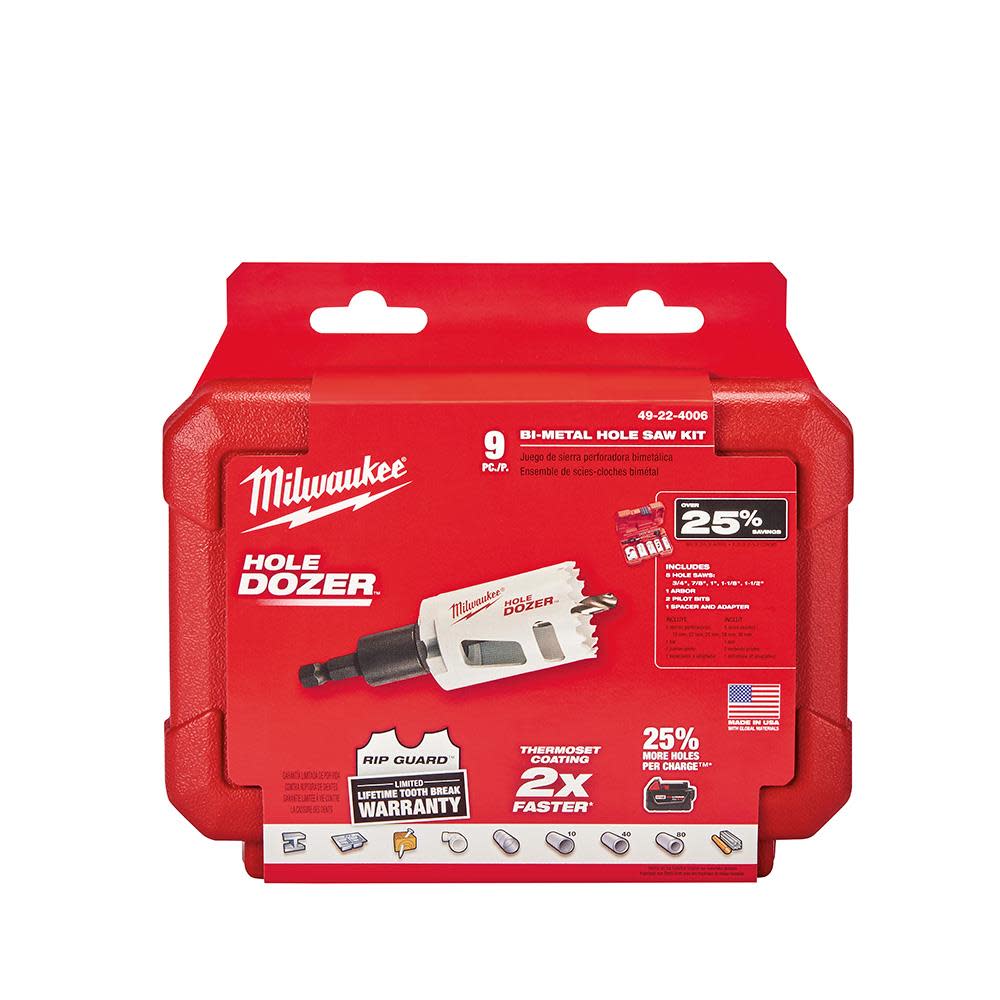 Milwaukee HOLE DOZER General-Purpose Hole Saw Kit – 9PC - Ascmtools